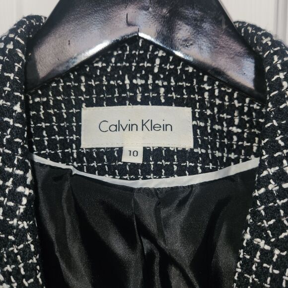 Calvin Klein Womens One-Button Vintage Blazer Jacket Size 10 Black/White - Picture 4 of 7